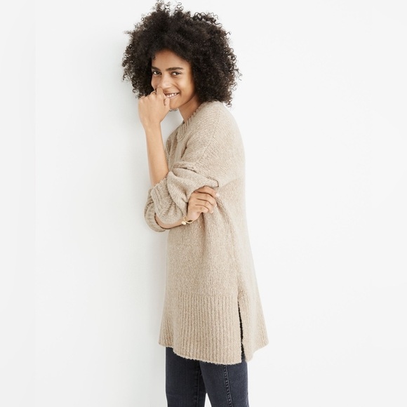 Madewell Baxter Beige Alpaca Blend Knit  Long Line Sweater Tunic sz S - Picture 2 of 11